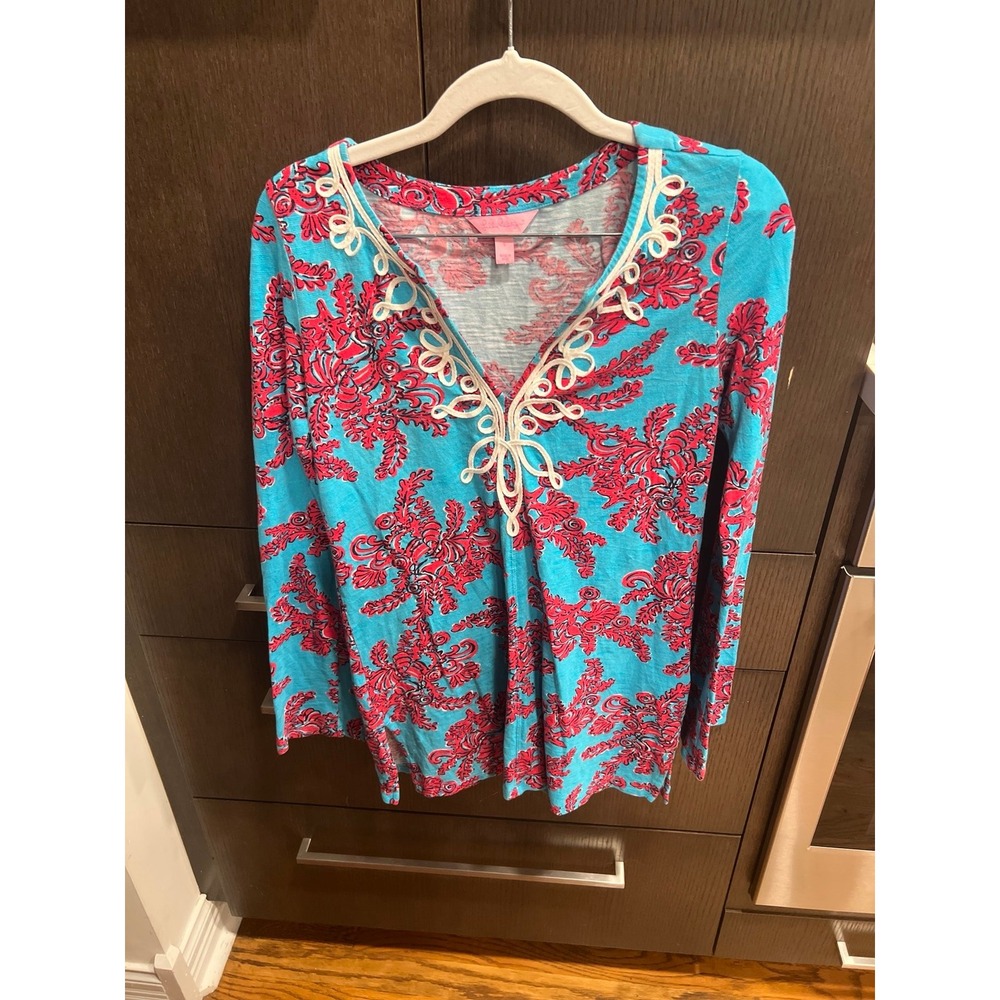 New Lilly Pulitzer Westley Tunic Searulean Blue Rhode Island Reef Top small S‎